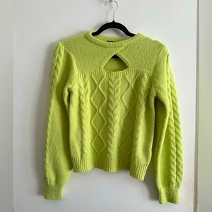 Pieces Dessia cut out detail sweater in lime green in Size S